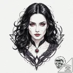 A watercolor sketch of anya chalotra as yenne… – tattoo sketch (№1751917402_0, 07.07.2025 19:43) — tattoovalue.net