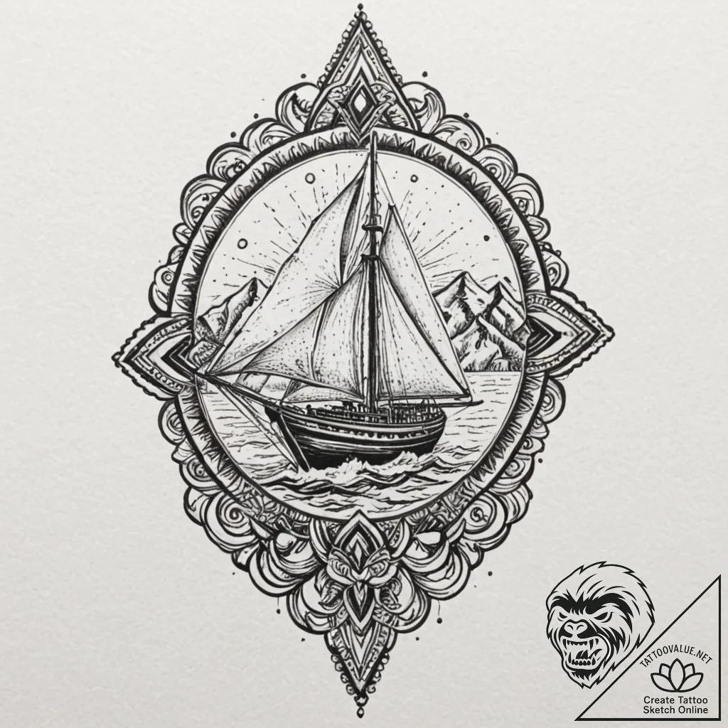 Aztec, tattoo drawing outline, subtle drop sh... - tattoo sketch (№1751917487_0, 07.07.2025 19:44) — tattoovalue.net