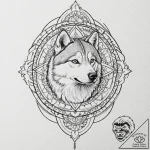 Husky, tattoo line art, geometric tattoo styl… – tattoo sketch (№1751917908_0, 07.07.2025 19:51) — tattoovalue.net