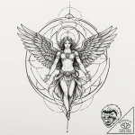 Archangel michael, ink illustration for tatto… – tattoo sketch (№1751917994_0, 07.07.2025 19:53) — tattoovalue.net