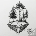 A floating island with a single tree, concept… – tattoo sketch (№1751918162_0, 07.07.2025 19:56) — tattoovalue.net