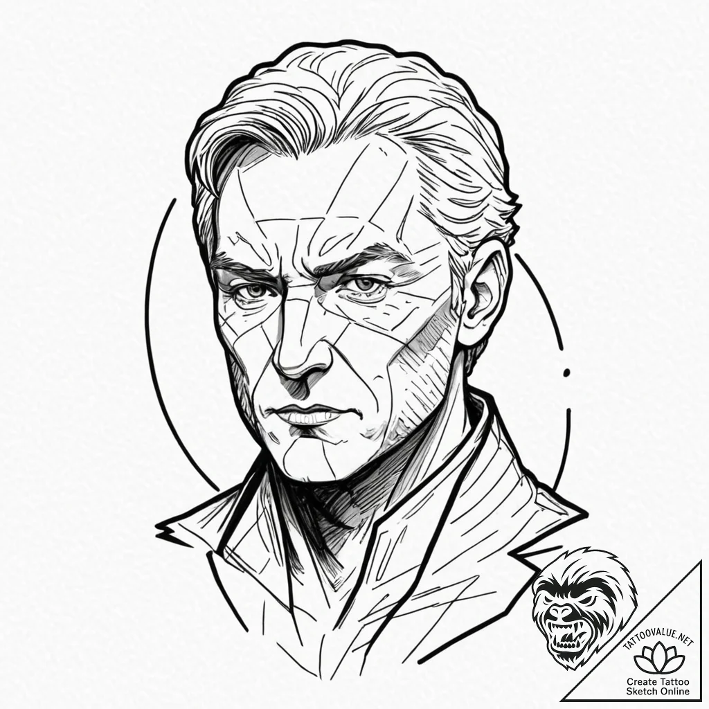 A trash polka portrait of magneto, controllin... - tattoo sketch (№1751918671_0, 07.07.2025 20:04) — tattoovalue.net