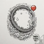 A minimalist tattoo of a single red balloon t… – tattoo sketch (№1751918840_0, 07.07.2025 20:07) — tattoovalue.net