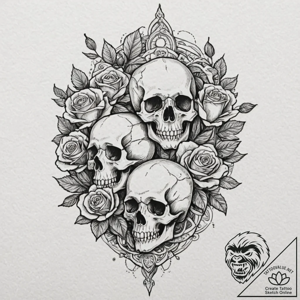 Chimera, concept art for tattoo, muted color... - tattoo sketch (№1751918933_0, 07.07.2025 20:08) — tattoovalue.net