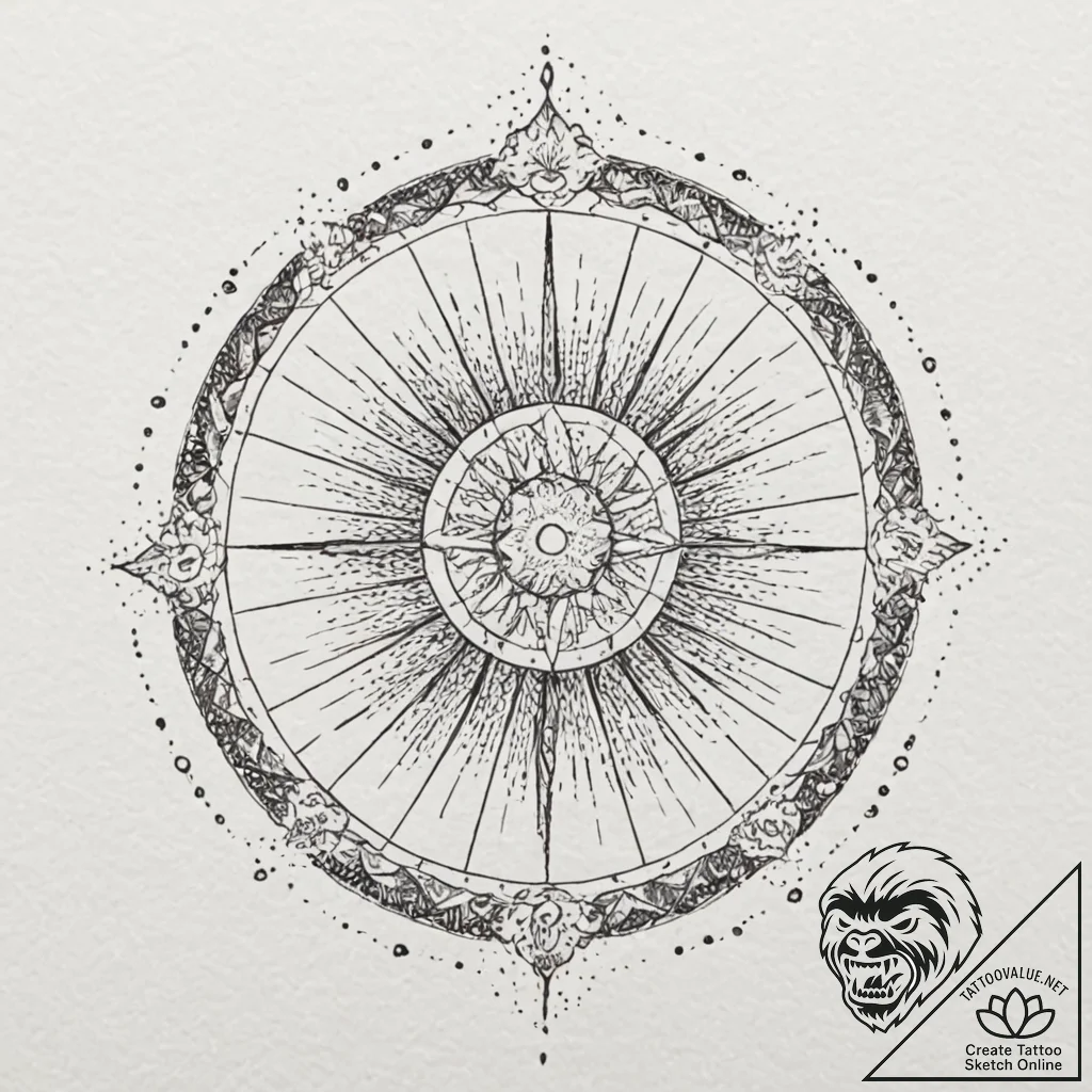 A color wheel, tattoo drawing outline, subtle... - tattoo sketch (№1751919283_0, 07.07.2025 20:14) — tattoovalue.net