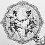 A linework tattoo of two figures sparring in… – tattoo sketch (№1751919706_0, 07.07.2025 20:21) — tattoovalue.net