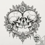 Kiss, concept art for tattoo, sepia tone sket… – tattoo sketch (№1751920213_0, 07.07.2025 20:30) — tattoovalue.net