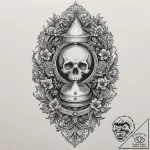 A memento mori still life (skull, hourglass,… – tattoo sketch (№1751920553_0, 07.07.2025 20:35) — tattoovalue.net