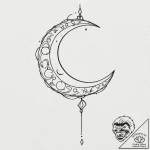 A linework tattoo of the crescent moon wand f… – tattoo sketch (№1751920807_0, 07.07.2025 20:40) — tattoovalue.net