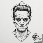 A neo-traditional tattoo portrait of frankens… – tattoo sketch (№1751921906_0, 07.07.2025 20:58) — tattoovalue.net