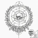 Solar system model (orrery), tattoo drawing o… – tattoo sketch (№1751922503_0, 07.07.2025 21:08) — tattoovalue.net