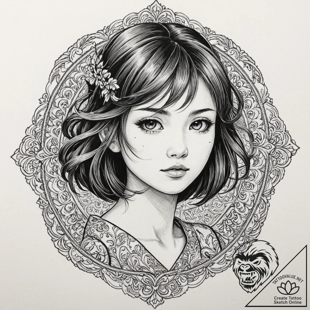 A neo-traditional portrait of chihiro/sen, lo... - tattoo sketch (№1751922589_0, 07.07.2025 21:09) — tattoovalue.net