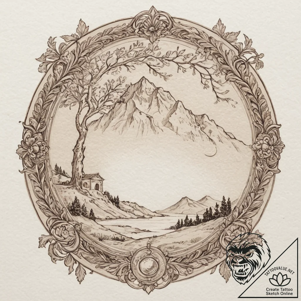 A watercolor sketch of the sicilian landscape... - tattoo sketch (№1751922674_0, 07.07.2025 21:11) — tattoovalue.net