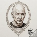 A watercolor portrait of captain jean-luc pic… – tattoo sketch (№1751922844_0, 07.07.2025 21:14) — tattoovalue.net