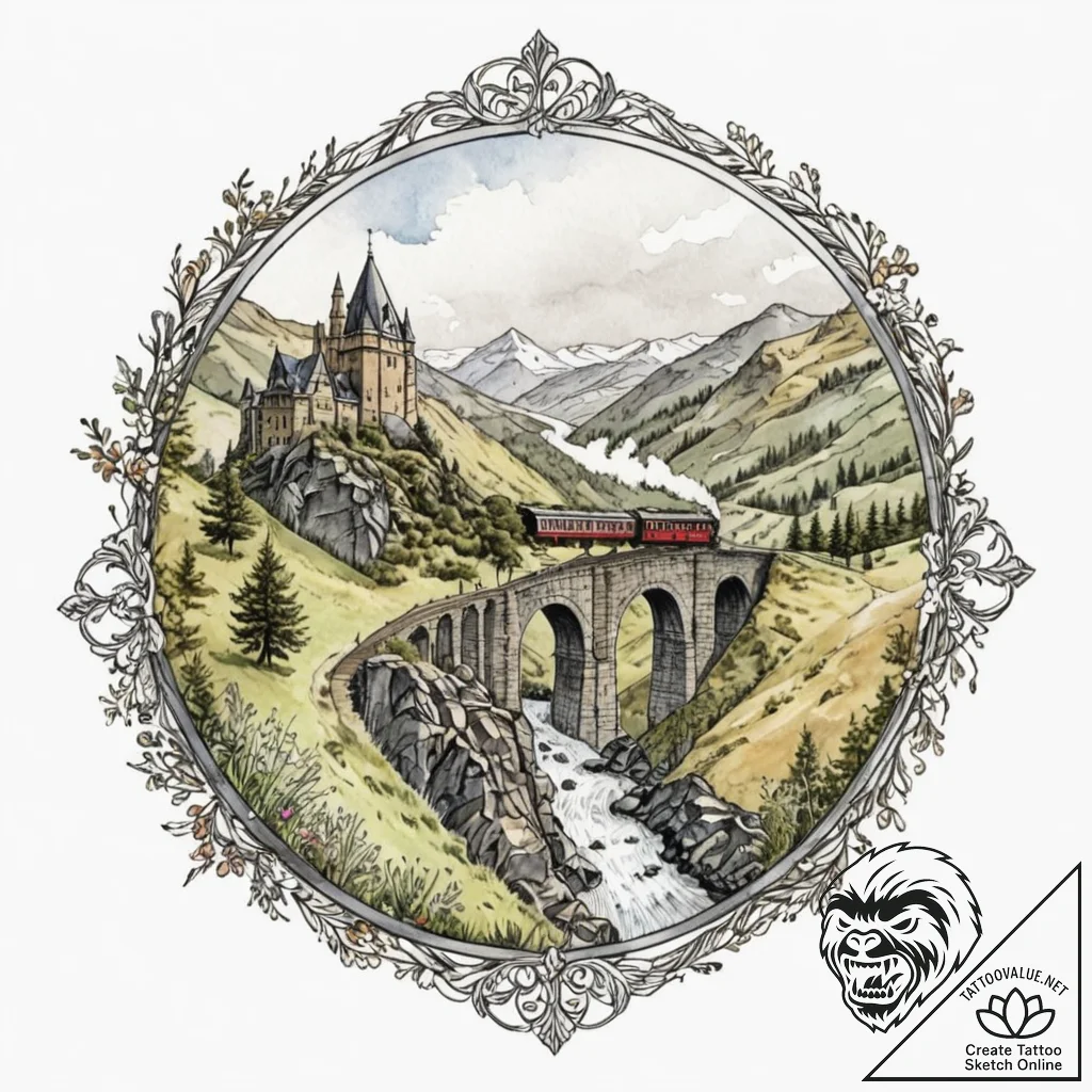 A watercolor sketch of the hogwarts express o... - tattoo sketch (№1751922930_0, 07.07.2025 21:15) — tattoovalue.net