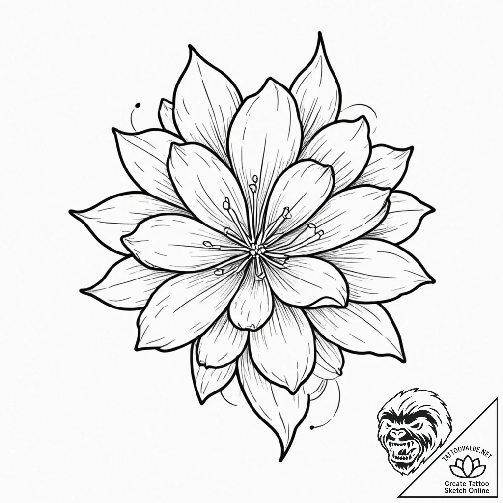 Jasmine, tattoo drawing outline, clean lines,... - tattoo sketch (№1751923180_0, 07.07.2025 21:19) — tattoovalue.net