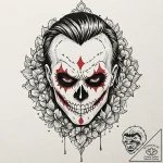 A chicano style tattoo of a “sugar skull” ver… – tattoo sketch (№1751923266_0, 07.07.2025 21:21) — tattoovalue.net