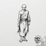 Monk, tattoo drawing outline, soft whip shadi… – tattoo sketch (№1751923474_0, 07.07.2025 21:24) — tattoovalue.net
