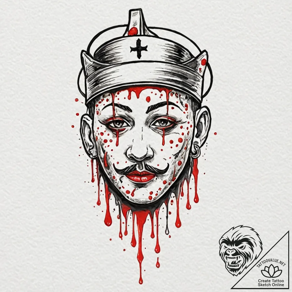 A trash polka sketch of the dalг­ mask, melti... - tattoo sketch (№1751923550_0, 07.07.2025 21:25) — tattoovalue.net