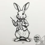 The white rabbit from alice in wonderland, co… – tattoo sketch (№1751923627_0, 07.07.2025 21:27) — tattoovalue.net