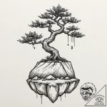 A bonsai tree on a cliff edge (is there, but… – tattoo sketch (№1751923702_0, 07.07.2025 21:28) — tattoovalue.net