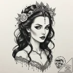 A neo-traditional tattoo of a beautiful vampi… – tattoo sketch (№1751923869_0, 07.07.2025 21:31) — tattoovalue.net