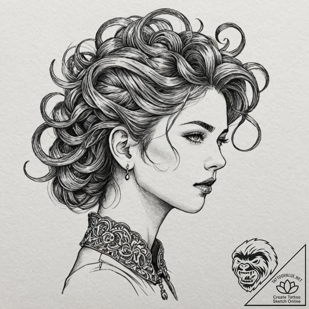 A sketch of the back of neo's head with the c... - tattoo sketch (№1751924296_0, 07.07.2025 21:38) — tattoovalue.net