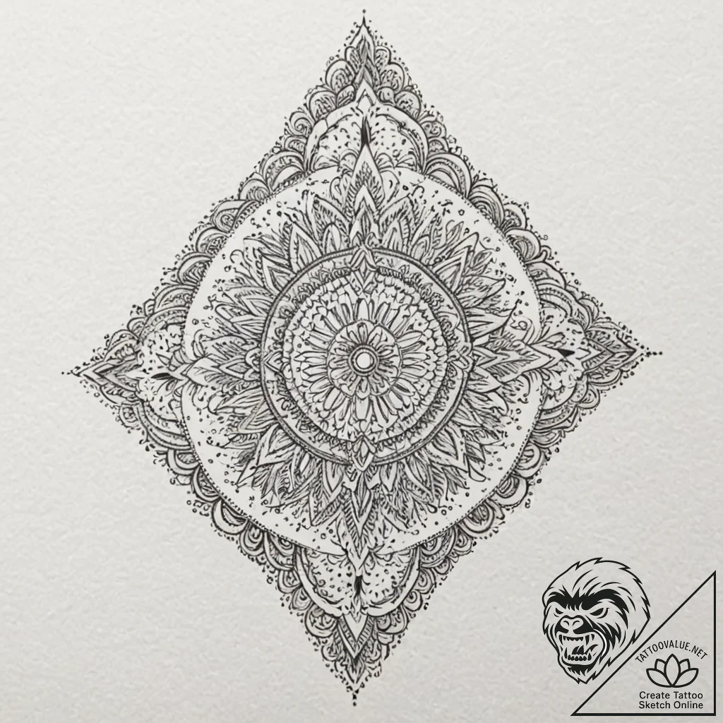 Indian, concept art for tattoo, linework tatt... - tattoo sketch (№1751925996_0, 07.07.2025 22:06) — tattoovalue.net
