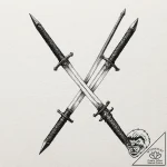 A linework tattoo of geralt’s two swords, ste… – tattoo sketch (№1751926083_0, 07.07.2025 22:08) — tattoovalue.net