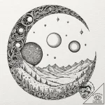 Watercolor sketch of the twin moons of arraki… – tattoo sketch (№1751926335_0, 07.07.2025 22:12) — tattoovalue.net