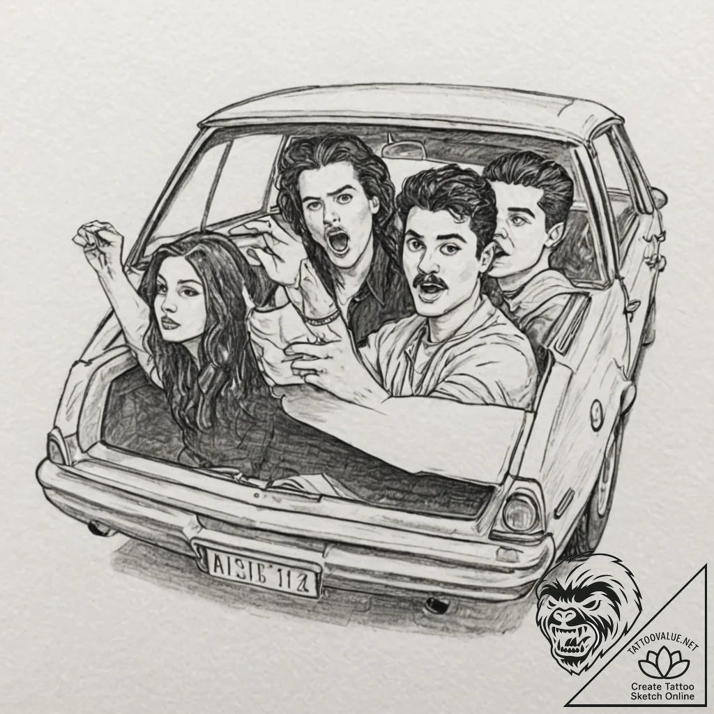 A linework tattoo of the "bohemian rhapsody"... - tattoo sketch (№1751927525_0, 07.07.2025 22:32) — tattoovalue.net