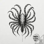 113. linework tattoo of a facehugger, minimal… – tattoo sketch (№1751927863_0, 07.07.2025 22:37) — tattoovalue.net