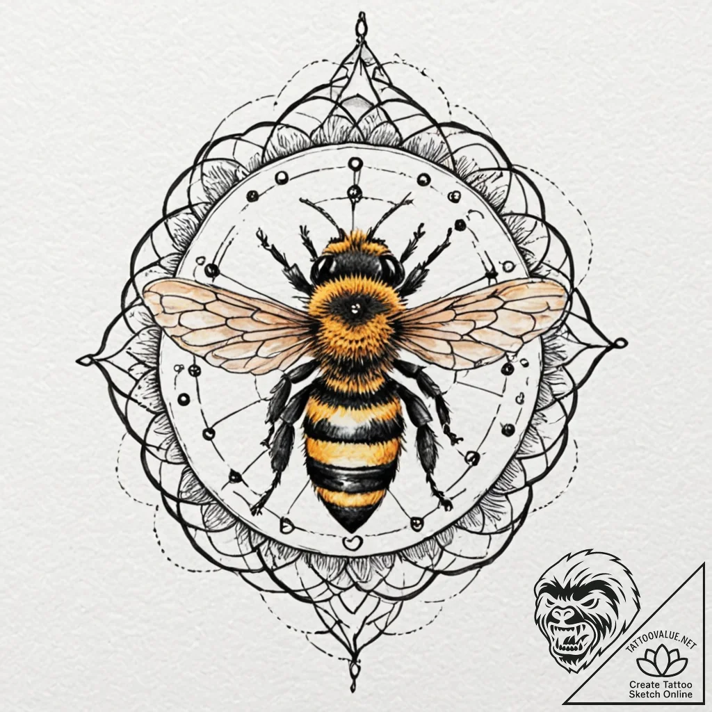 A trash polka portrait of candyman, with bees... - tattoo sketch (№1751928290_0, 07.07.2025 22:44) — tattoovalue.net