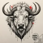 A neo-traditional tattoo of the white buffalo… – tattoo sketch (№1751928375_0, 07.07.2025 22:46) — tattoovalue.net