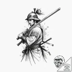 Samurai, tattoo line art, professional artwor… – tattoo sketch (№1751928805_0, 07.07.2025 22:53) — tattoovalue.net