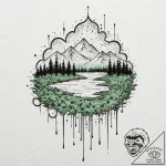 A watercolor sketch of the green code rain fo… – tattoo sketch (№1751928890_0, 07.07.2025 22:54) — tattoovalue.net