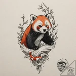 A red panda on a bamboo stalk, concept art fo… – tattoo sketch (№1751929062_0, 07.07.2025 22:57) — tattoovalue.net