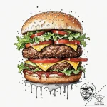 A linework tattoo of the hamburger phone from… – tattoo sketch (№1751929147_0, 07.07.2025 22:59) — tattoovalue.net