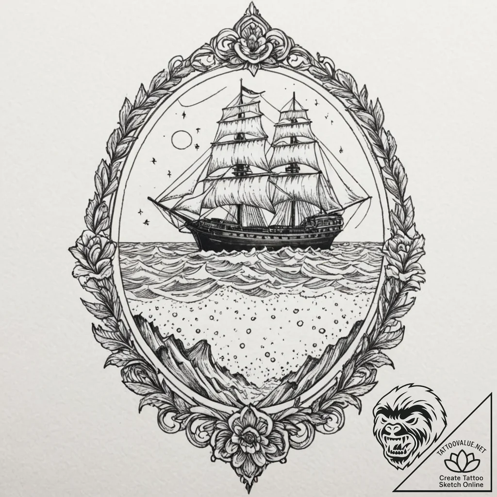 A ship in a bottle (is there, but can be a st... - tattoo sketch (№1751929570_0, 07.07.2025 23:06) — tattoovalue.net