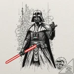 Japanese ukiyo-e style tattoo design of darth… – tattoo sketch (№1751929653_0, 07.07.2025 23:07) — tattoovalue.net