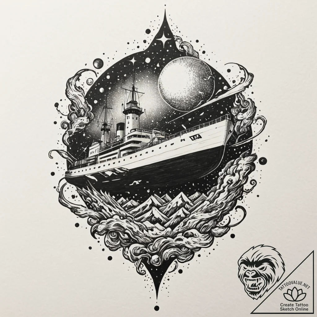 A trash polka composition of the guardians' s... - tattoo sketch (№1751929914_0, 07.07.2025 23:11) — tattoovalue.net