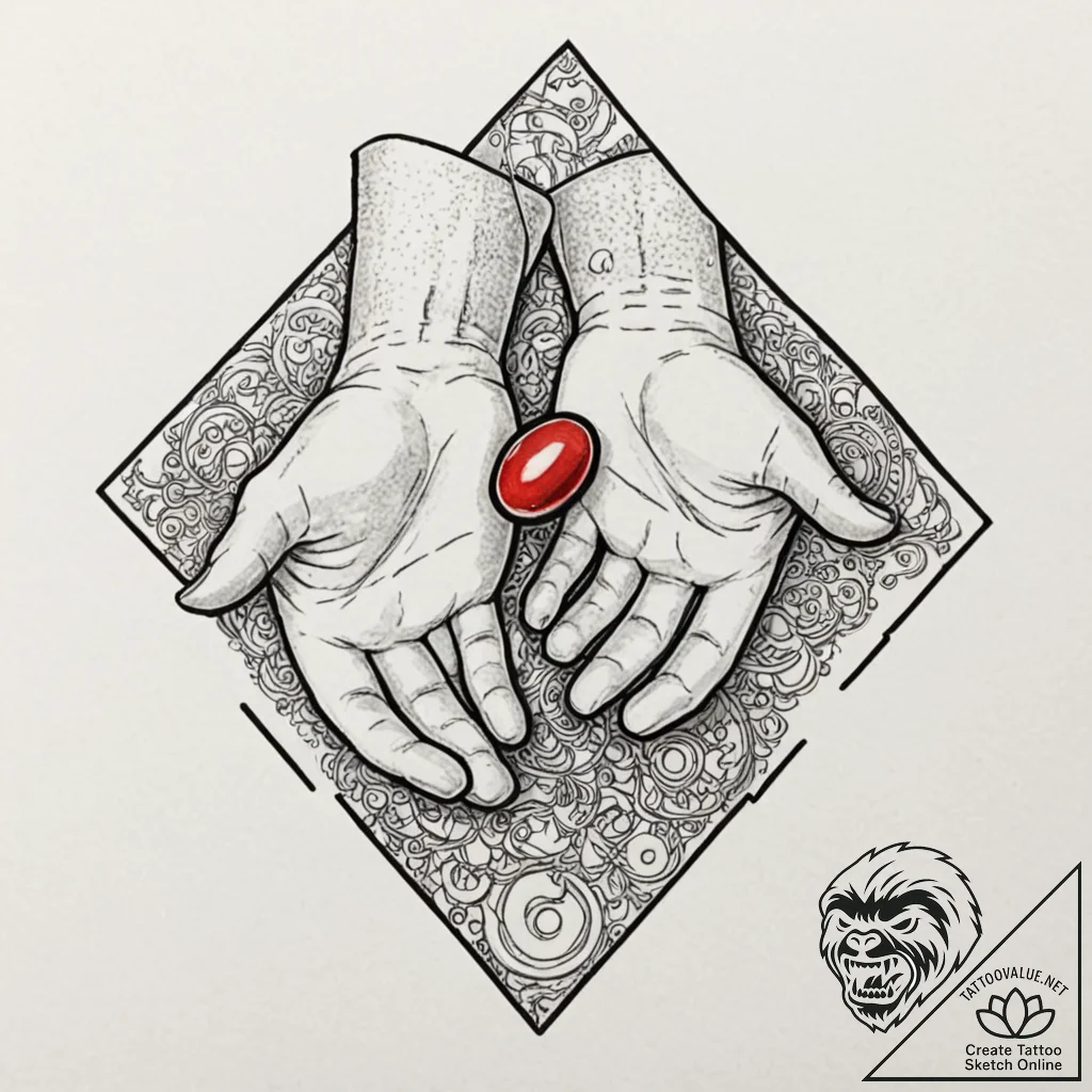 A dotwork tattoo of the red pill and the blue... - tattoo sketch (№1751930081_0, 07.07.2025 23:14) — tattoovalue.net