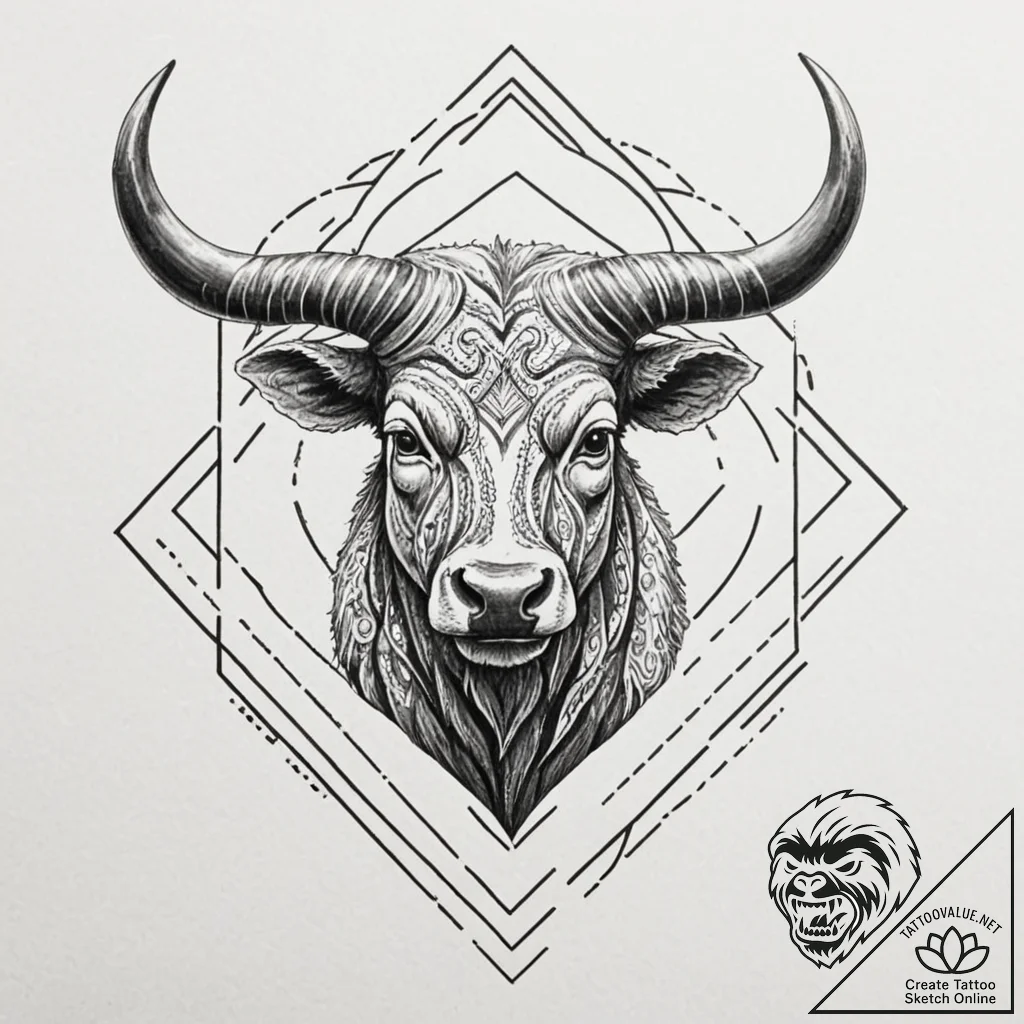 A sketch of a minotaur in a labyrinth., artis... - tattoo sketch (№1751930608_0, 07.07.2025 23:23) — tattoovalue.net