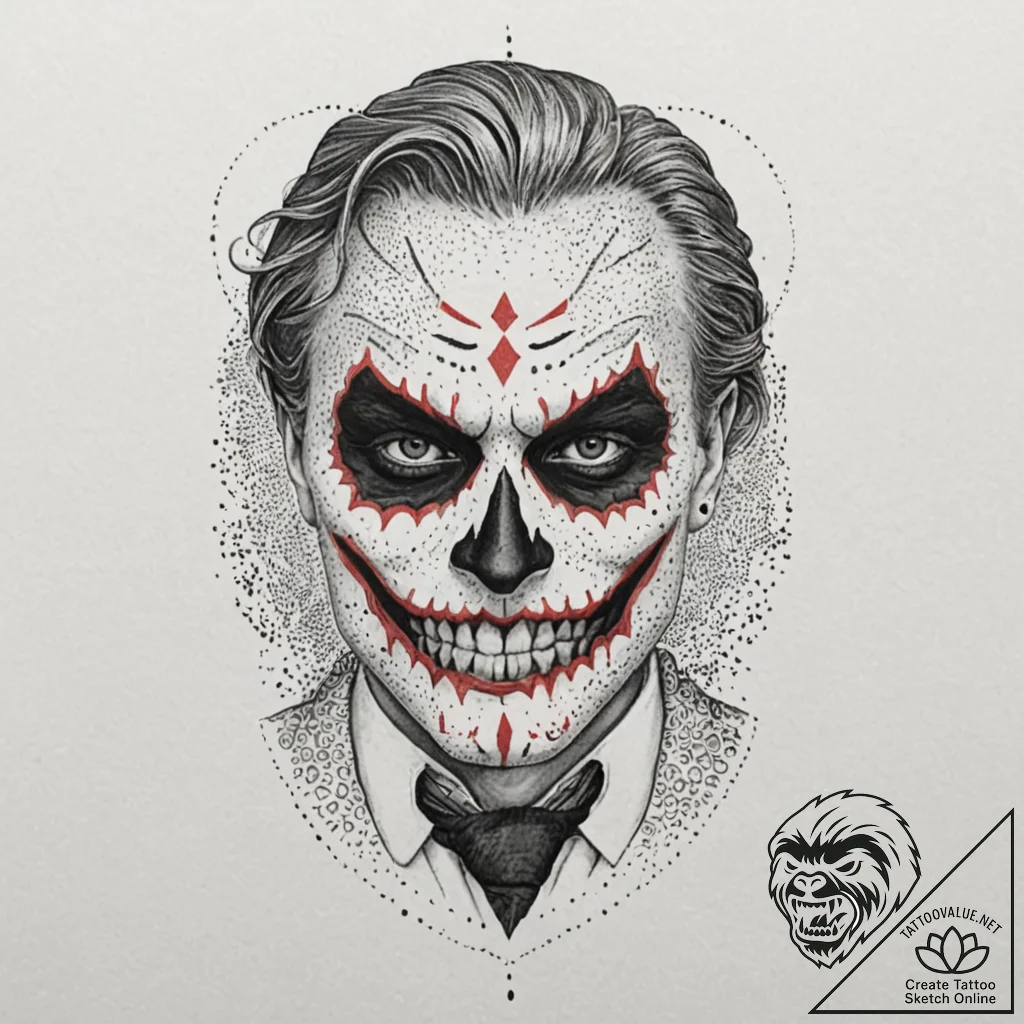 A chicano style tattoo of a "sugar skull" ver... - tattoo sketch (№1751930687_0, 07.07.2025 23:24) — tattoovalue.net
