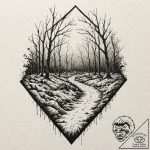 A melancholic watercolor sketch of the zone f… – tattoo sketch (№1751930852_0, 07.07.2025 23:27) — tattoovalue.net