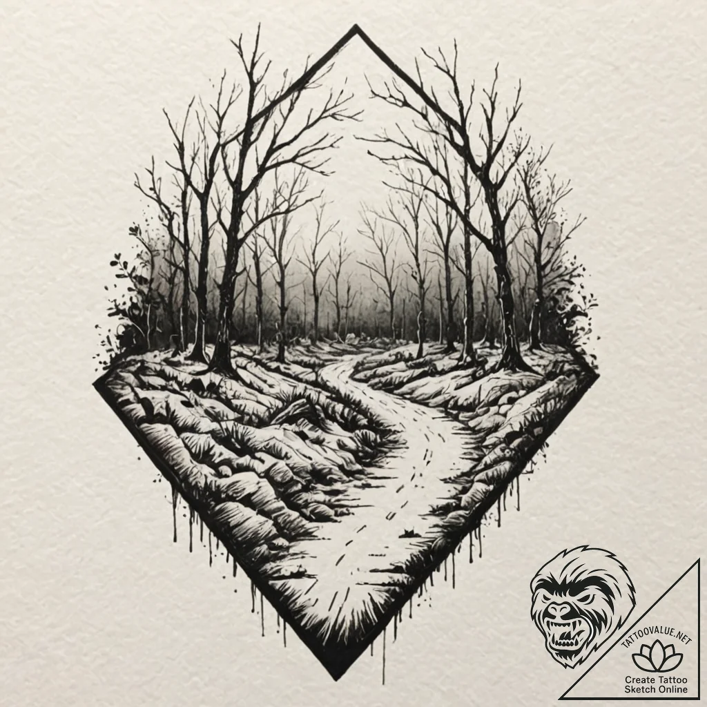 A melancholic watercolor sketch of the zone f... - tattoo sketch (№1751930852_0, 07.07.2025 23:27) — tattoovalue.net