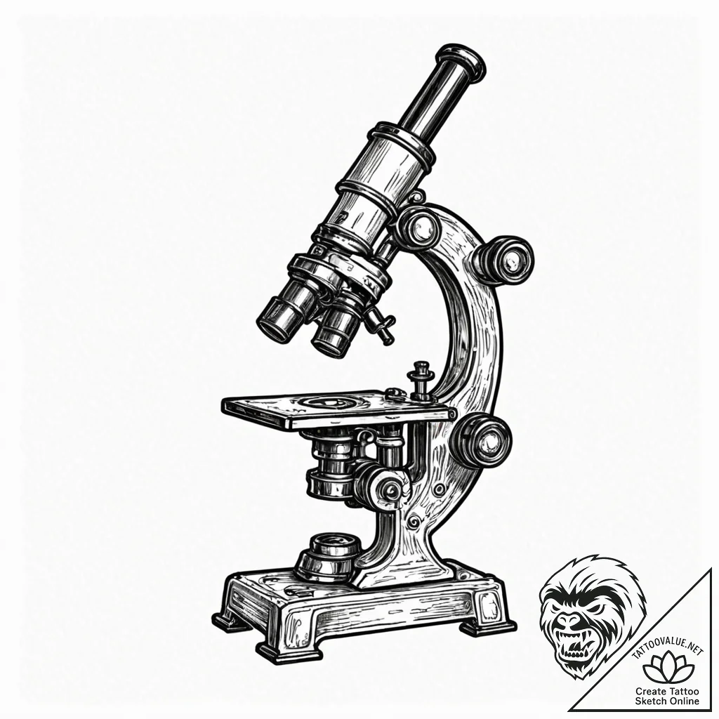 Antique microscope, tattoo drawing outline, d... - tattoo sketch (№1751931023_0, 07.07.2025 23:30) — tattoovalue.net