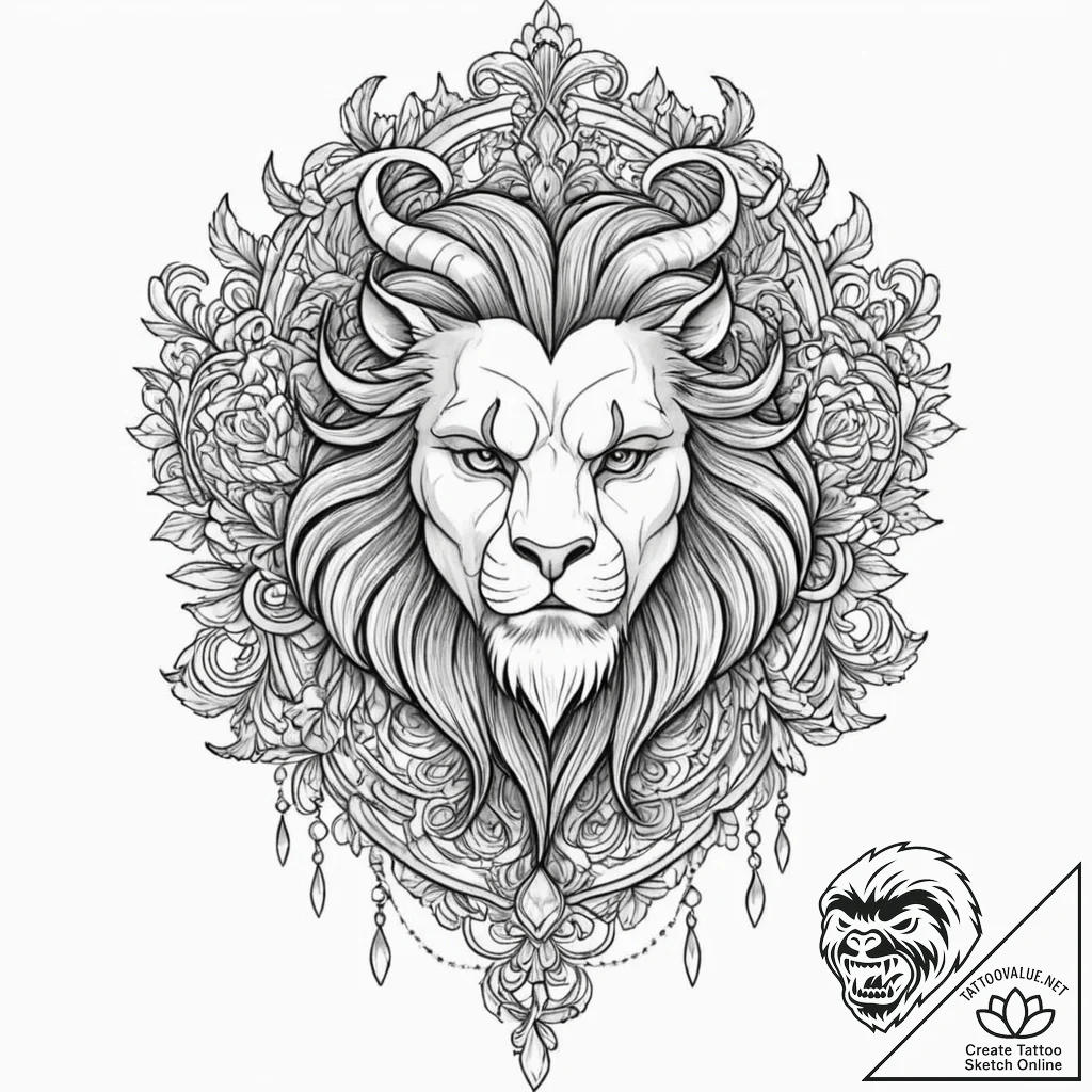 A sketch of the beast from beauty and the bea... - tattoo sketch (№1751931191_0, 07.07.2025 23:33) — tattoovalue.net