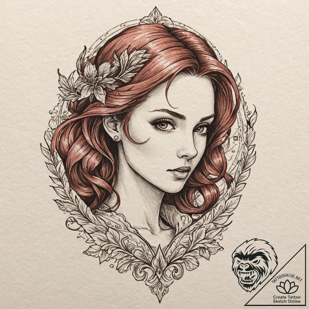 A neo-traditional tattoo of triss merigold, w... - tattoo sketch (№1751931528_0, 07.07.2025 23:38) — tattoovalue.net