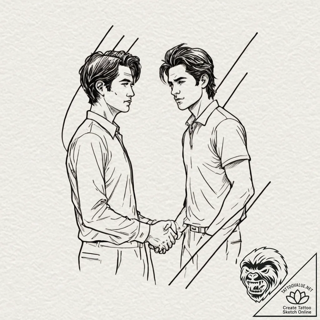 A sketch of the hallway fight scene from oldb... - tattoo sketch (№1751931953_0, 07.07.2025 23:45) — tattoovalue.net